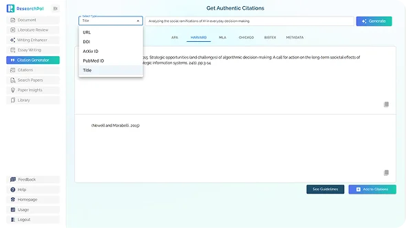Citation Generator Interface